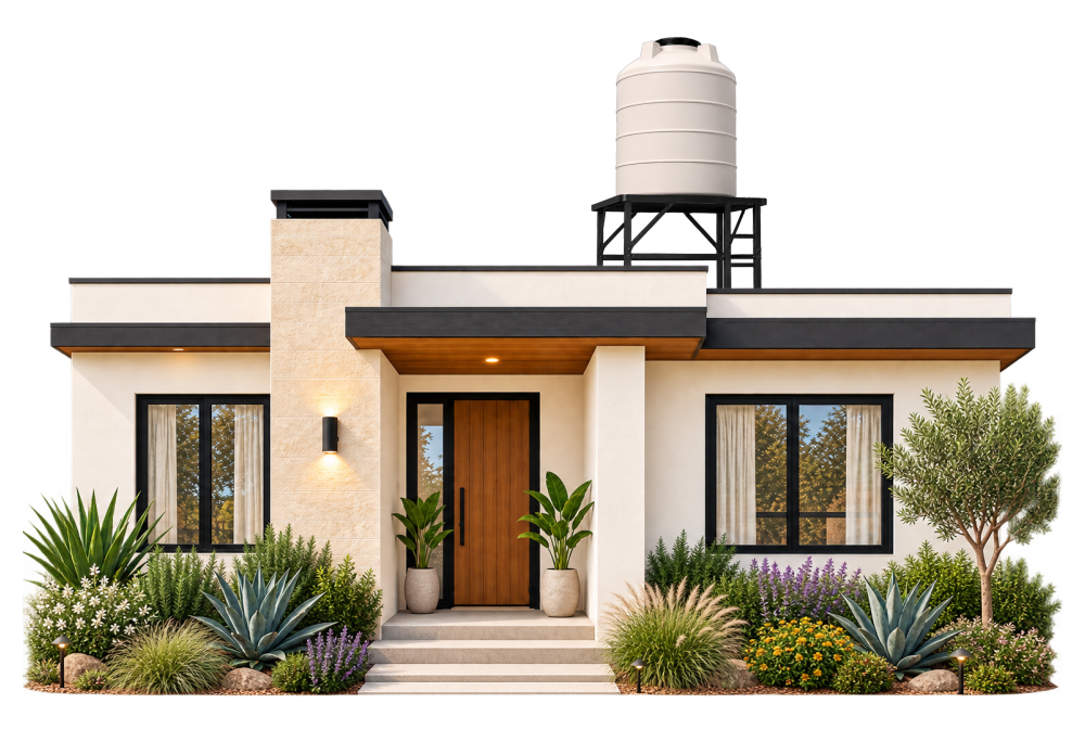 Casa con base de tinaco